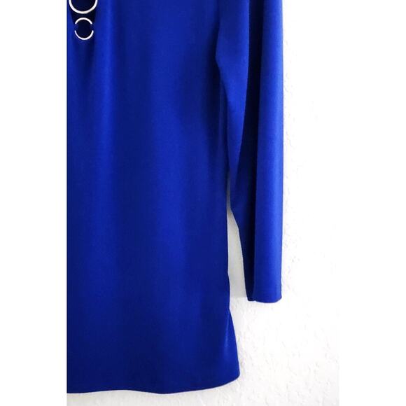TOP/BLOUSE-INC INTERNATIONAL CONCEPTS-Royal Blue-3/4 Sleeves-Decorative Rings-M - Picture 4 of 13